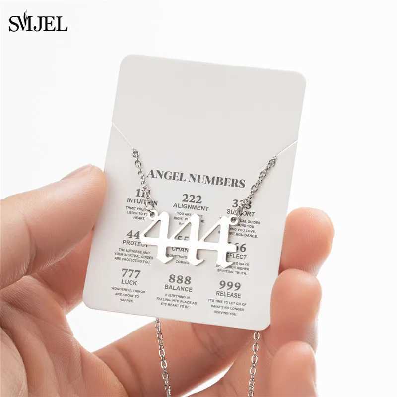 Lucky 777 Angel Number Necklace 111 222 333 444 555 666 888 999 Stainless Steel Number Pendant Necklaces Best Gift for Women Men W250618