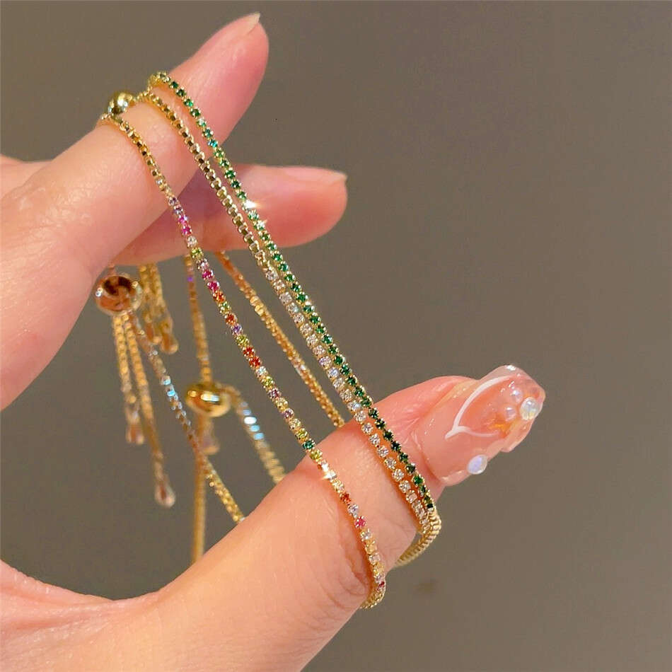 Colorful Pull Rope Micro Paved Zircon 2024 Ins Style Korean Version Exquisite High-end Feel Bracelet Versatile Hand Jewelry