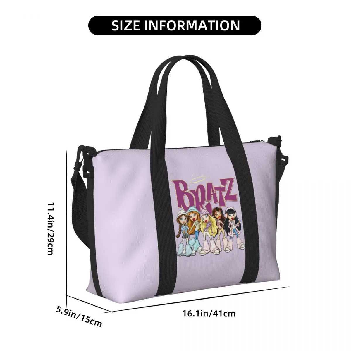 Custom Large Bratz Doll Tote Bag Women Tv Movie Cartoon Shoulder Shopping Gym Beach Travel Bag W250618
