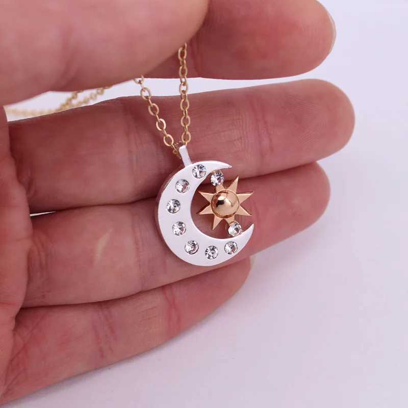 25mm*19mm New Pair of Celestial Gold Sun and Silver Color Moon Necklaces Best Friends Gift for Men Women W250618