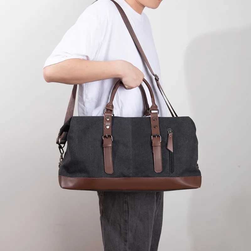 Canvas Travel Tote Men Large Capacity Handbags for Men Outdoor Travel Duffle Luggage Bag Casual Fashion Crossbody Bags Male W250618
