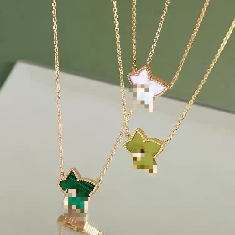 Fashion Light Style Personality Simple Dia-Studded Ivy Necklace Pendant for Women Titanium Steel Versatile Maple Leaf Jewelry
