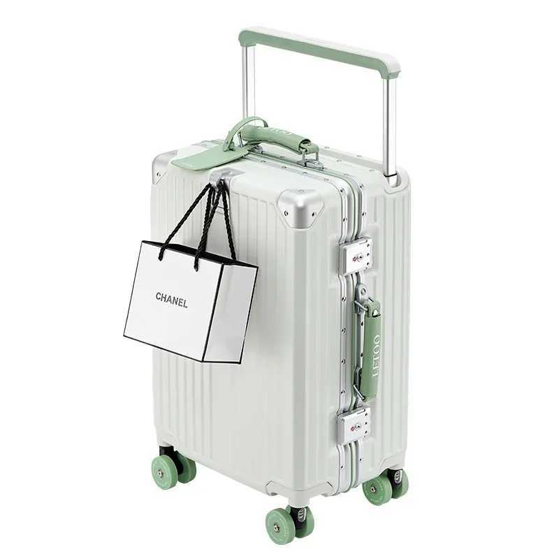 New Suitcase Wide Handle Travel Suitcases Women Men 20 24 26 inches Carry-On Luggage Women PC Aluminum Frame Trolley Case W250618