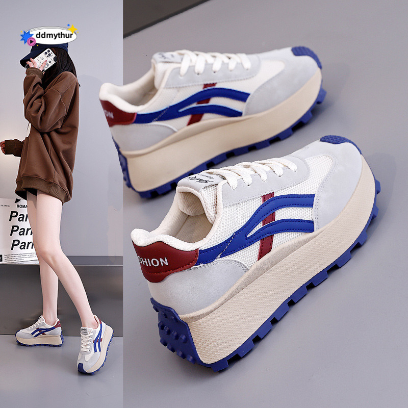 2025 Spring Versatile Height-Increasing Dad for Women, Niche Student Thick-Soled Casual Shoes, Mesh Breathable Fashion Agan Shoes ddmythur