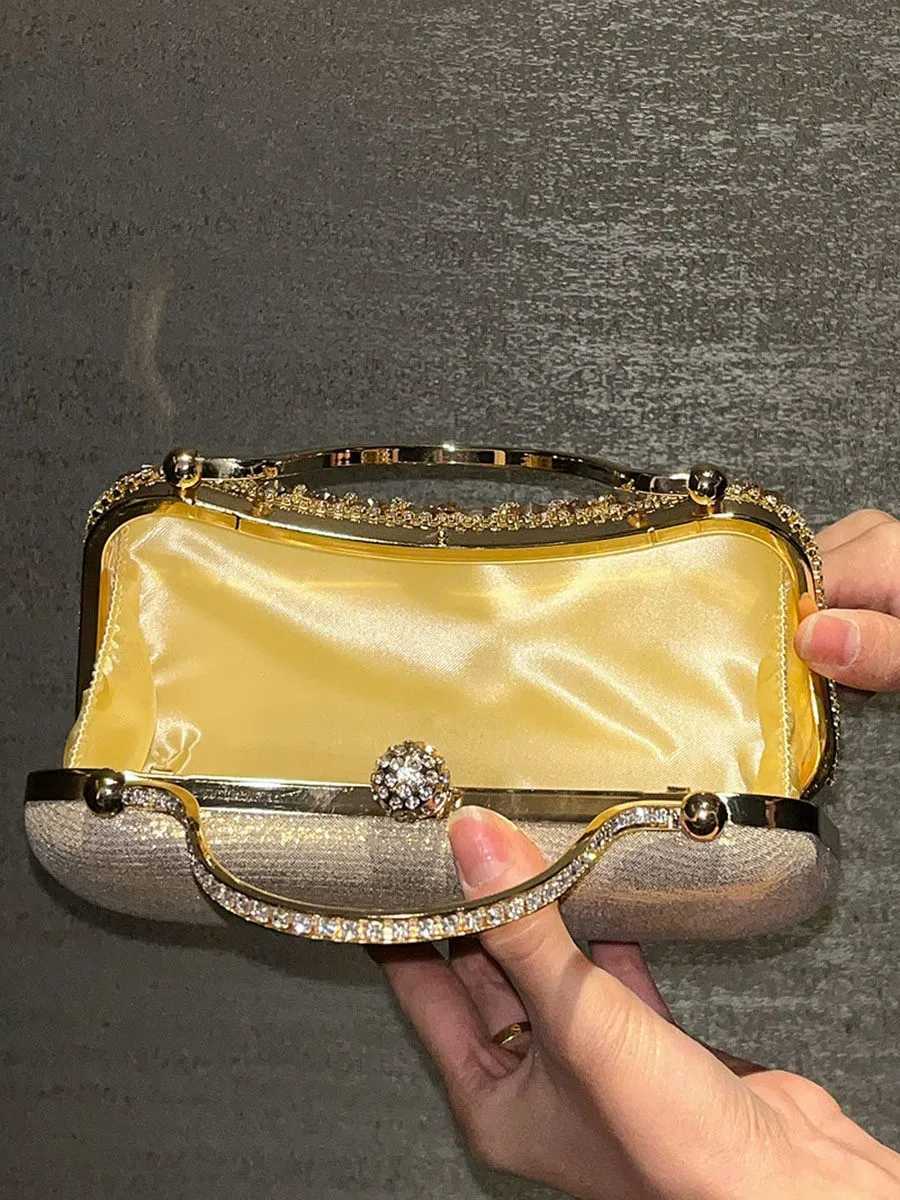 Diamond Evening Clutch Bag Golden Tassel Handbag Boutique Novelty Metallic Rhinestone Purses And Handbags Bridal Wedding Party Z250618