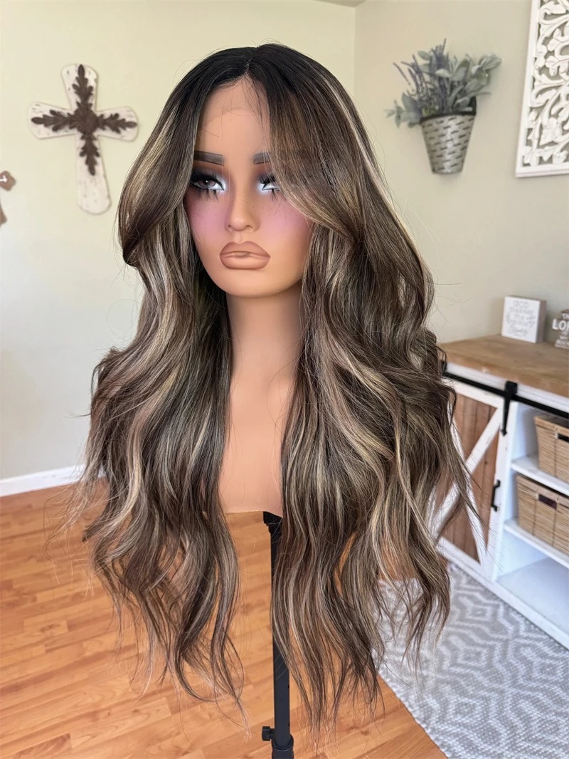 Hd Transparent Body Wave Lace Front Wig Colored Highlight Human Hair Wigs For Women Brazilian 4/27 Blonde Pre Plucked Wigs Synthetic