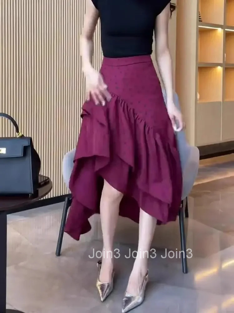 Woman Skirt Midi High Waist Purple 2025 Trend Aesthetic Clothing Sales Luxury Elegant Stylish Casual Harajuku V Skirts for Women