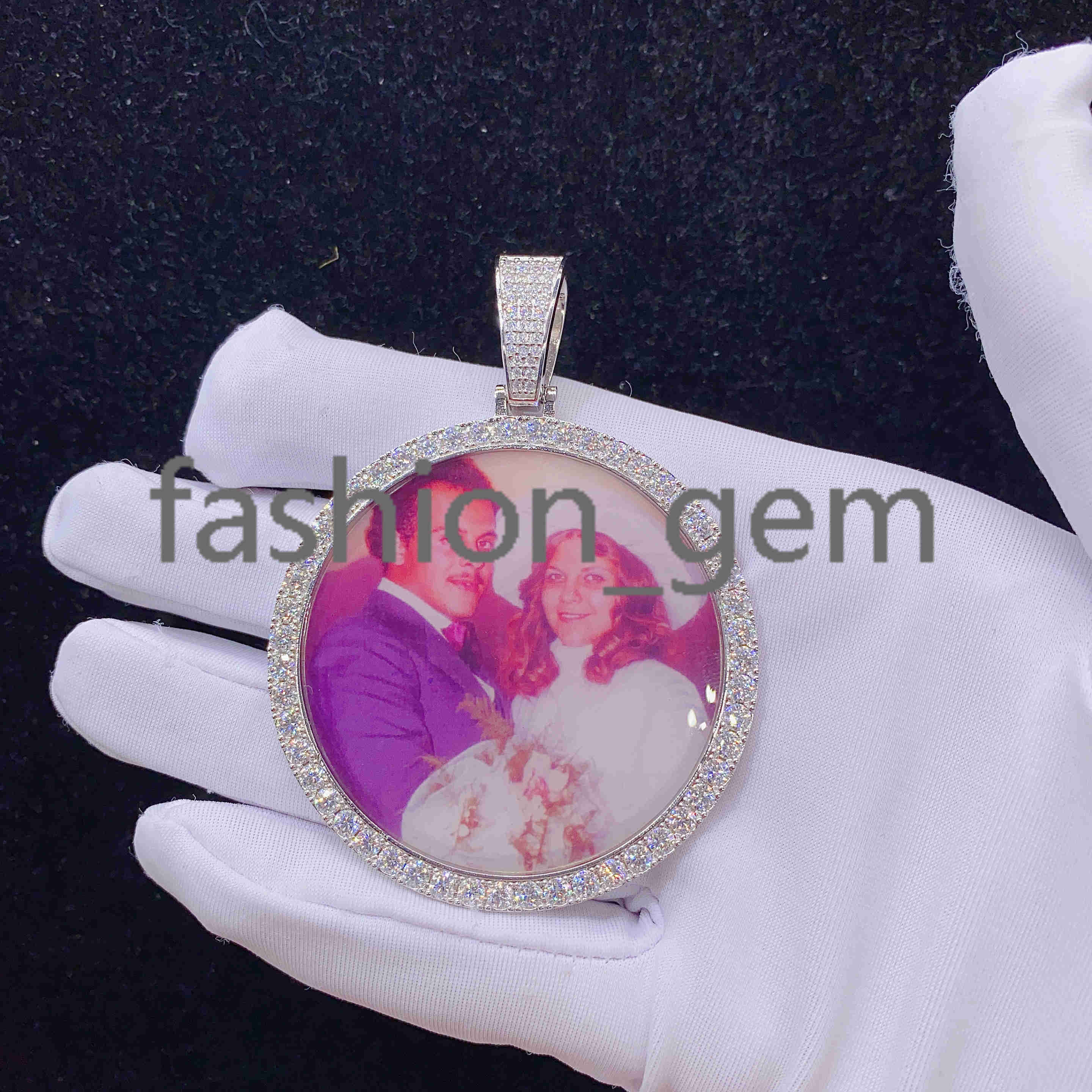 Custom Sterling Silver Iced Out Hip Hop Moissanite Diamond Picture Frame Memory Pendant