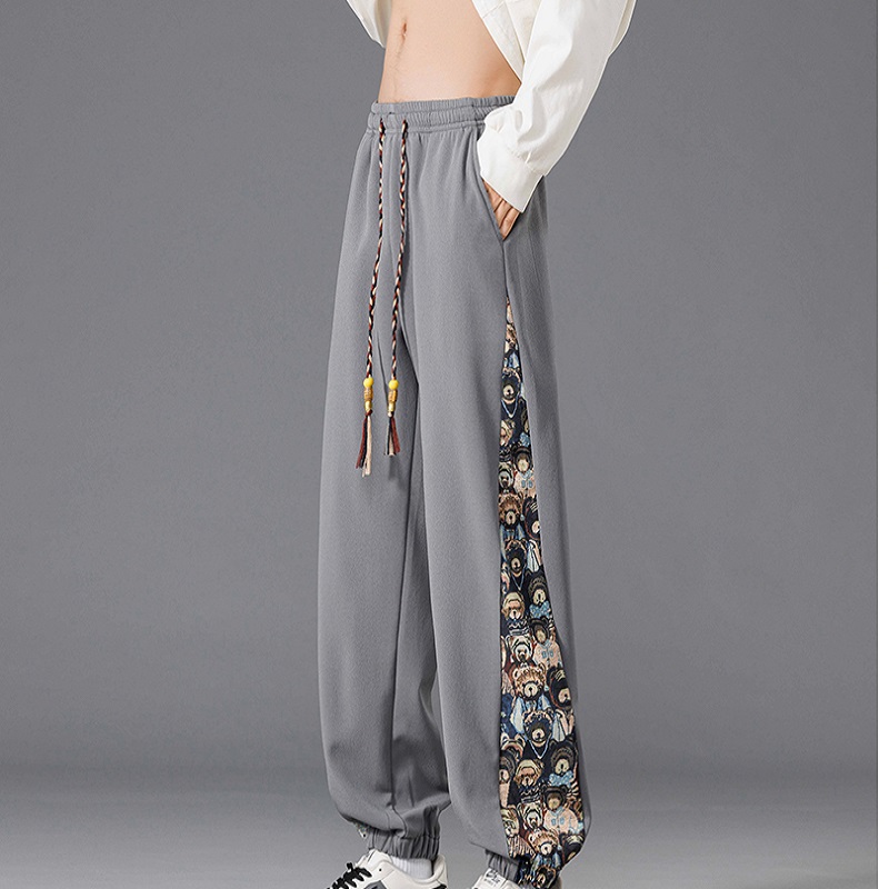 Designer Men's Summer New Arrival Ice Silk Quick-Dry Straight-Leg Pants Summer Loose Wide-Leg Casual Long Pants for Teenagers