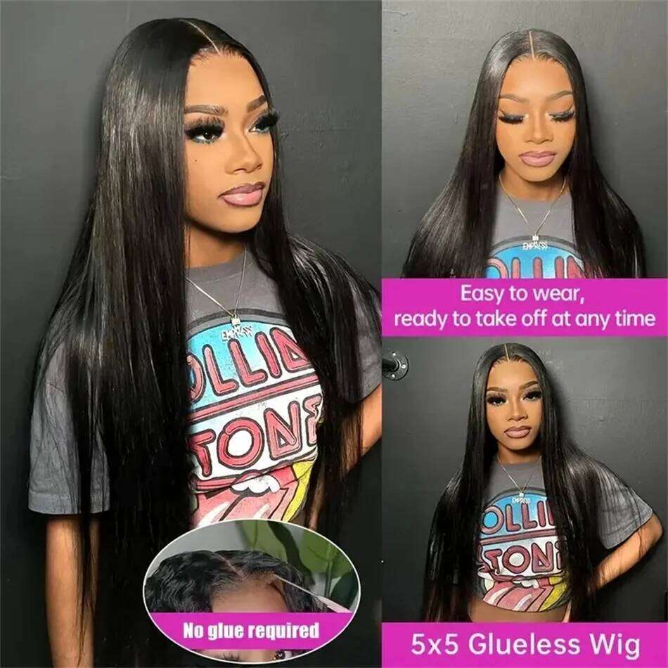 30 38 inch Lace Front 4x4 HD Closure Pre Plucked 5x5 Straight Glueless Human Hair Wigs For Women