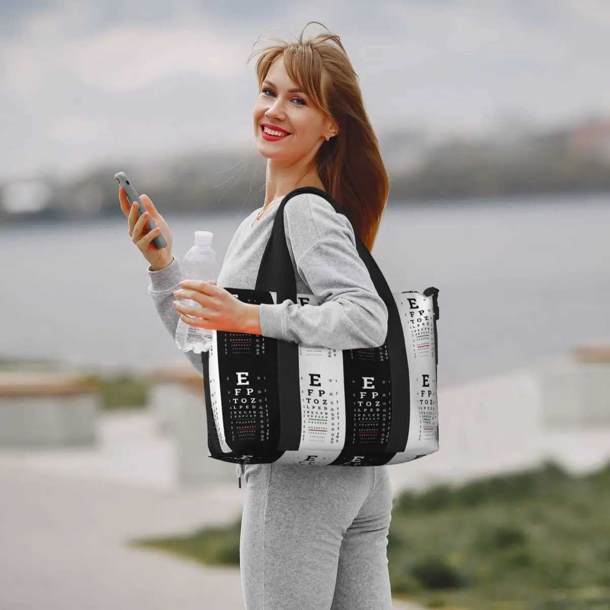 Custom Large Snellen Chart Eye Test Tote Bag for Women Optometrist Optician Shoulder Shopping Gym Beach Travel Bag W250618
