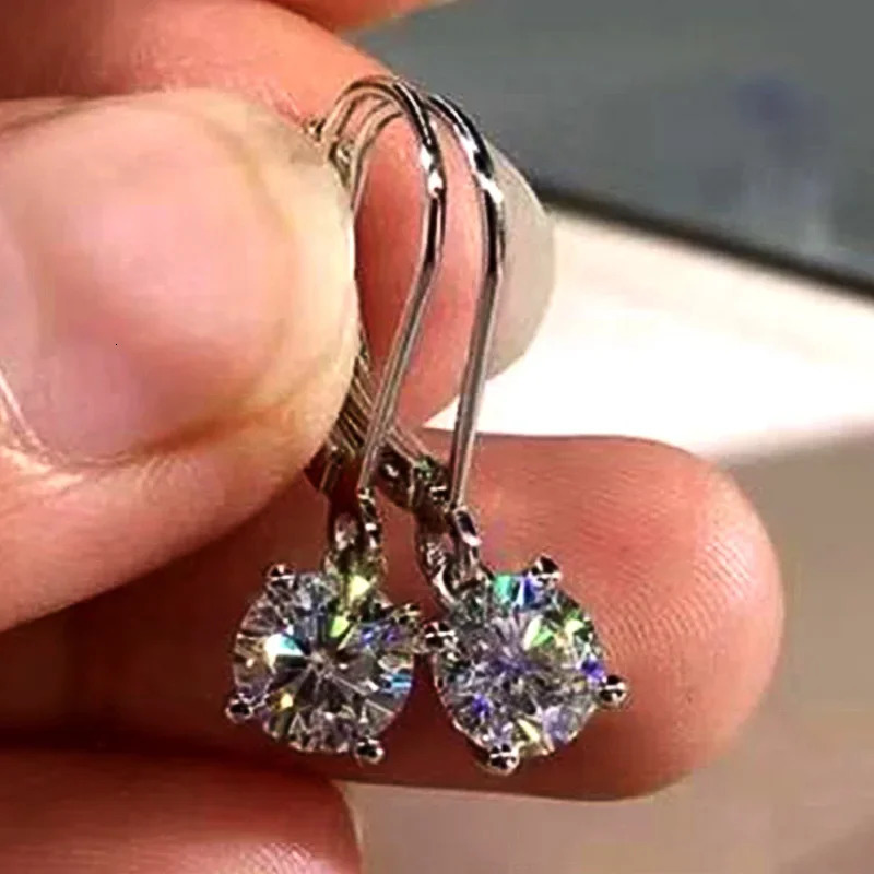 CAOSHI Simple Bright Zirconia Pendant Earrings for Women Fashion Silver Color Versatile Accessories for Engagement Ceremony 250617