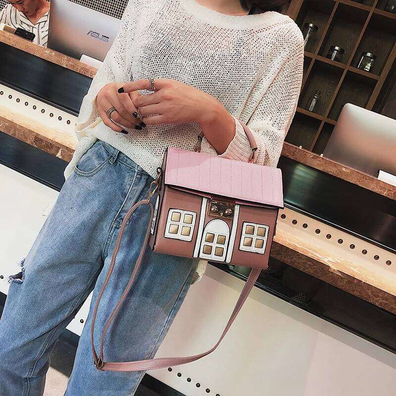 Personality House Shaped Leather Women Handbags 2022 Fashion Creative Girl Messenger Crossbody Shoulder Bag Bolsa Feminina