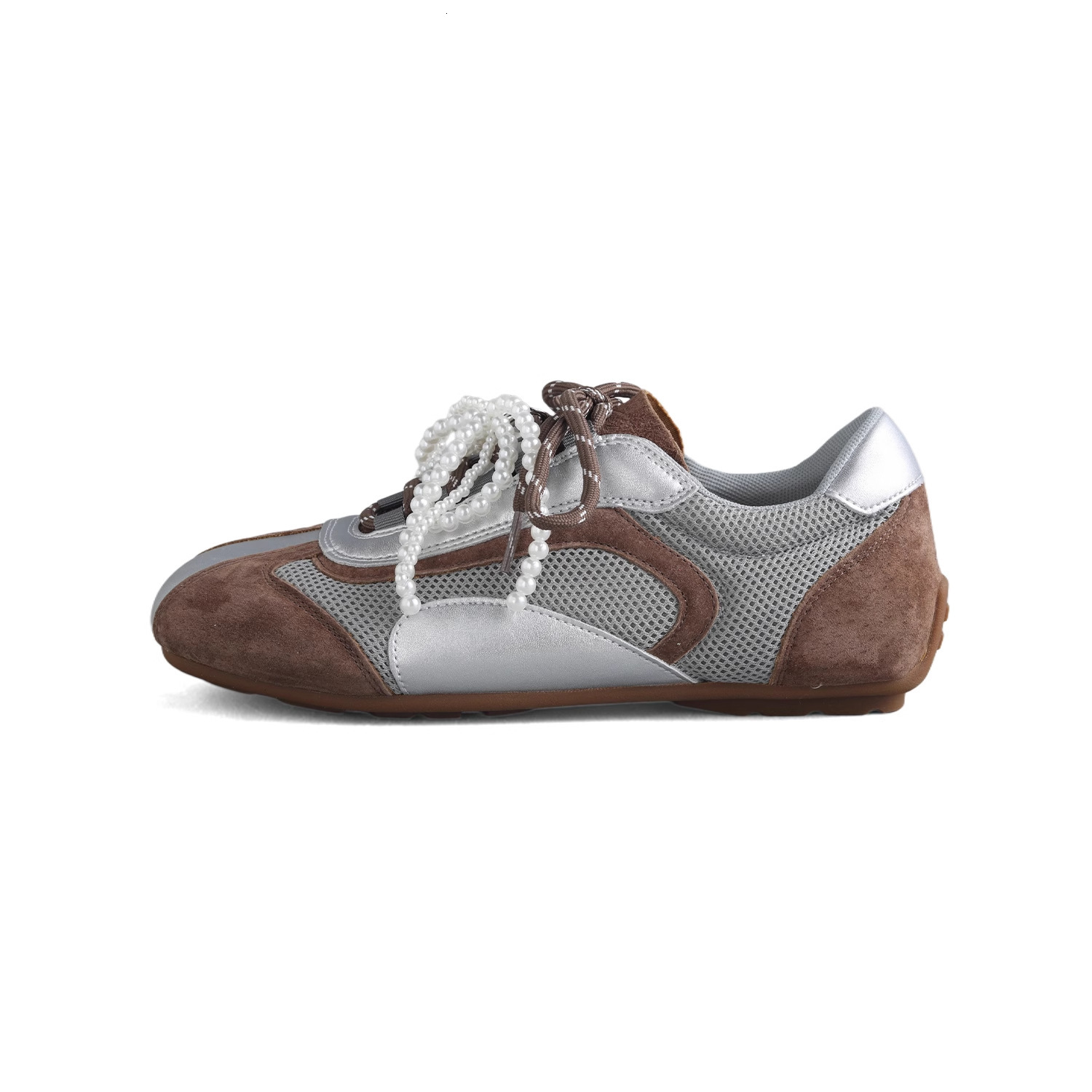 Genuine Leather Two-Tone Su Yinyin Same Style German Training for Women 2025 Spring Summer Soft Sole Beaded Bowknot Agan Casual Shoes ddmythur