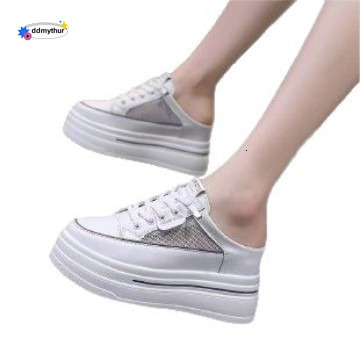 Platform White Sneakers Women, Small Size, Petite Women's Shoes, 2025 New Spring and Autumn Style, Casual Sports Shoes with Hidden Wedge for Stud