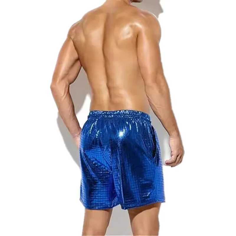 Green Mens Drawstring Elastic Waist Shorts Summer Beach Casual Shorts Asian Size M-5XL Red Gold SilverXJ250618