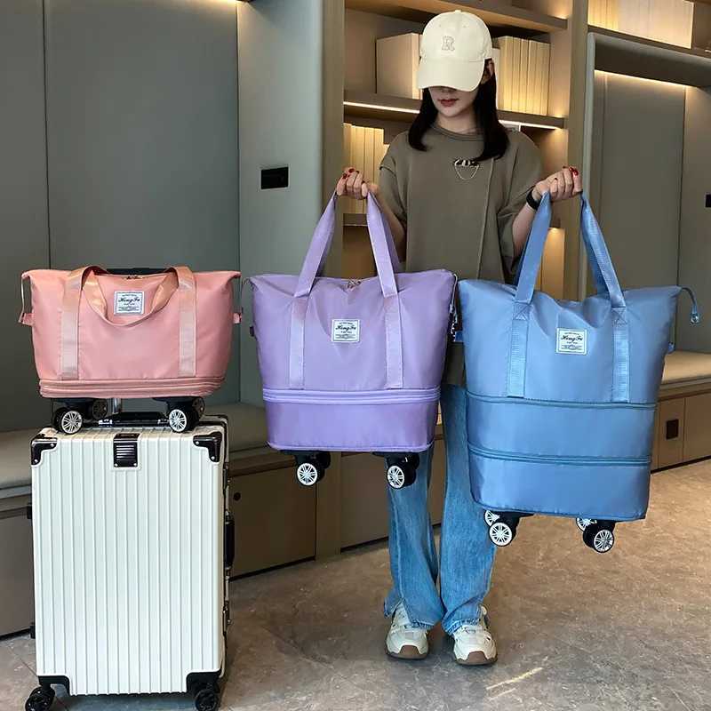 New Universal Wheel Travel Garment Bag Carry on Garment Duffel Bag for Men Women Suitcase Dry Wet Separation Travel Bag W250618