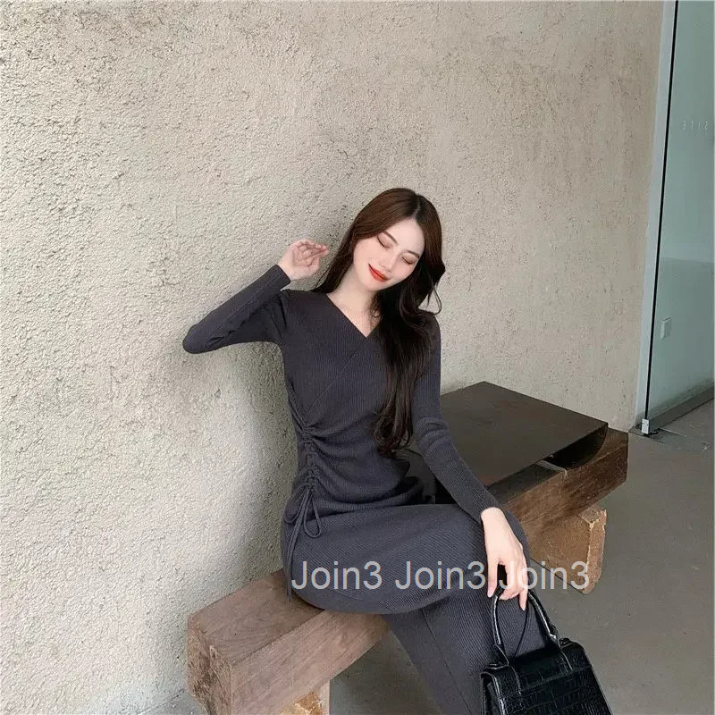 V Neck Womens Crochet Dresses Cover Up Korean Style Knee Length Female Knit Dress Midi Outfits Elegant and Pretty Chic Luxury G
