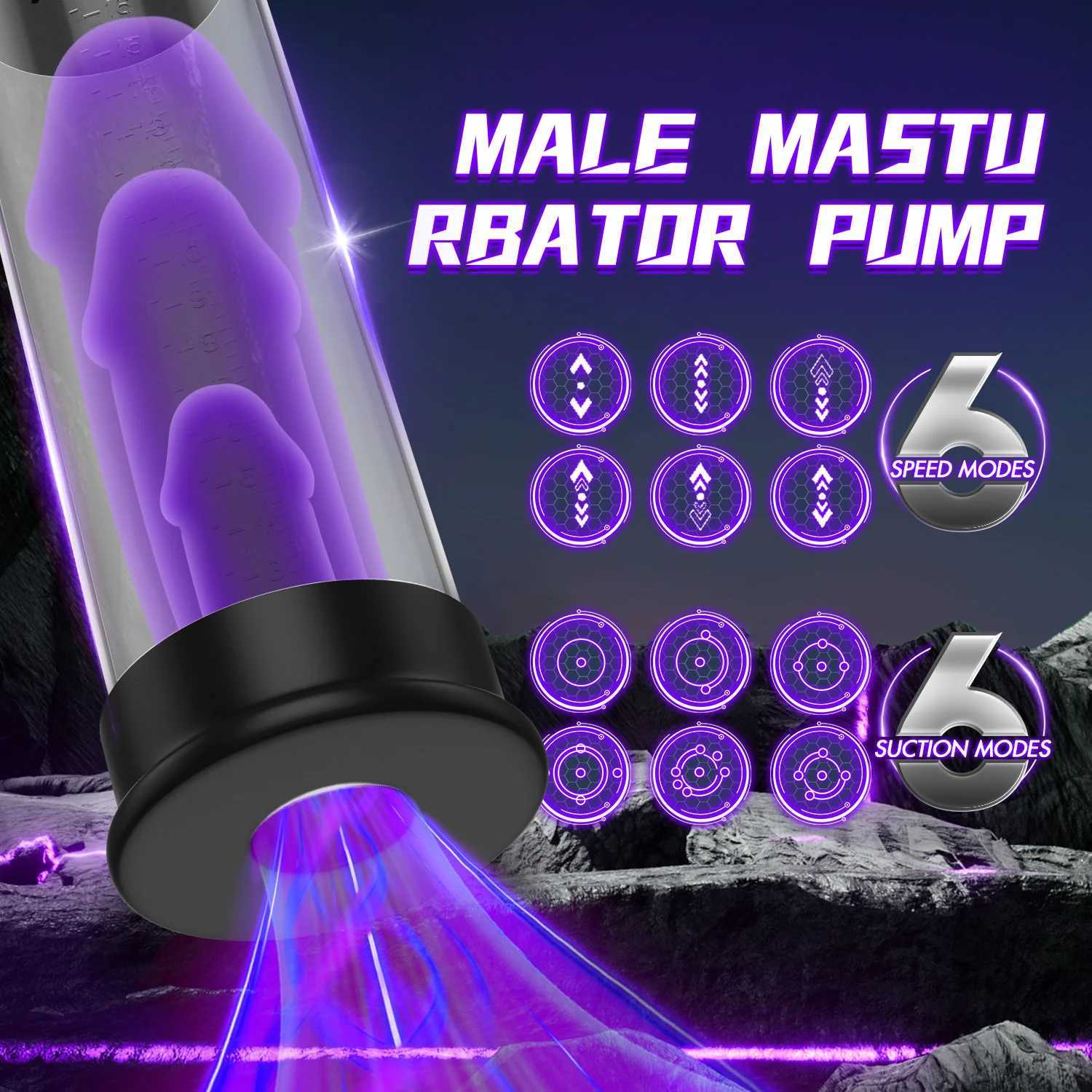 Electric Vacuum Penis Pump Men Sex Toys Penis Extender LED Display Powerful Suction Cock Erection Training Enlargement Pump W250618