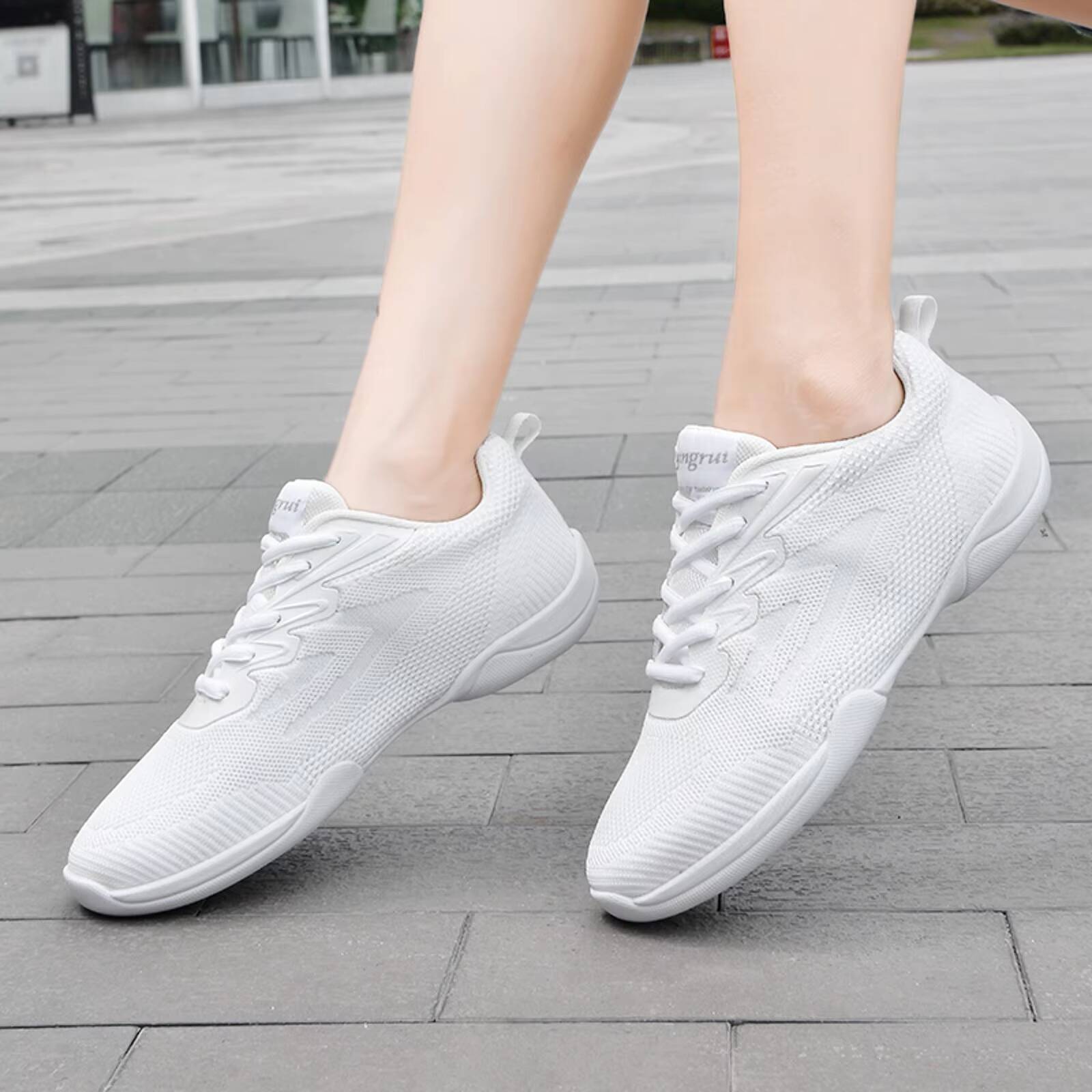 Ddmyshoesvip Girls White Cheerleading Team Children's Shoes Breathable Youth Cheering Competition Shoes Sports Training Dance Kid Wedges For Girl