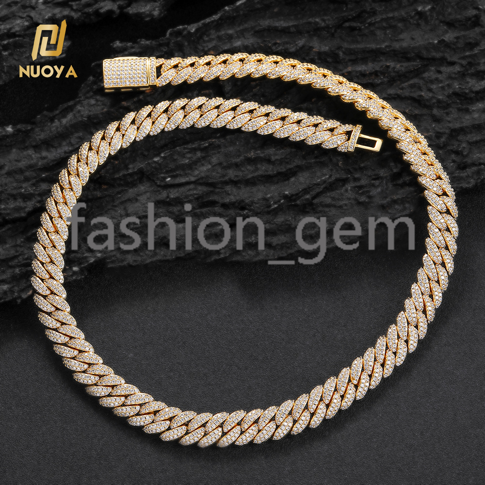 10mm Diamond Cuban Link Chain 18K Gold Plated Iced Out Miami Cuban Chain Necklace for Men Women