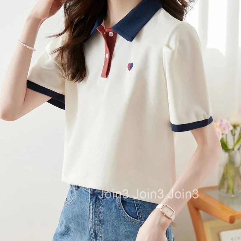 Slim Polo Neck T Shirt for Women Short Sleeve Woman Tshirt Womens T-shirt Polyester Korean Reviews Many Clothes 90s Vintage Yk2