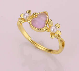 New Chinese Style Peach Cardamom Powder Gourd Women's Niche Design High-end Luxury Exquisite Versatile Fortune Purple Ring