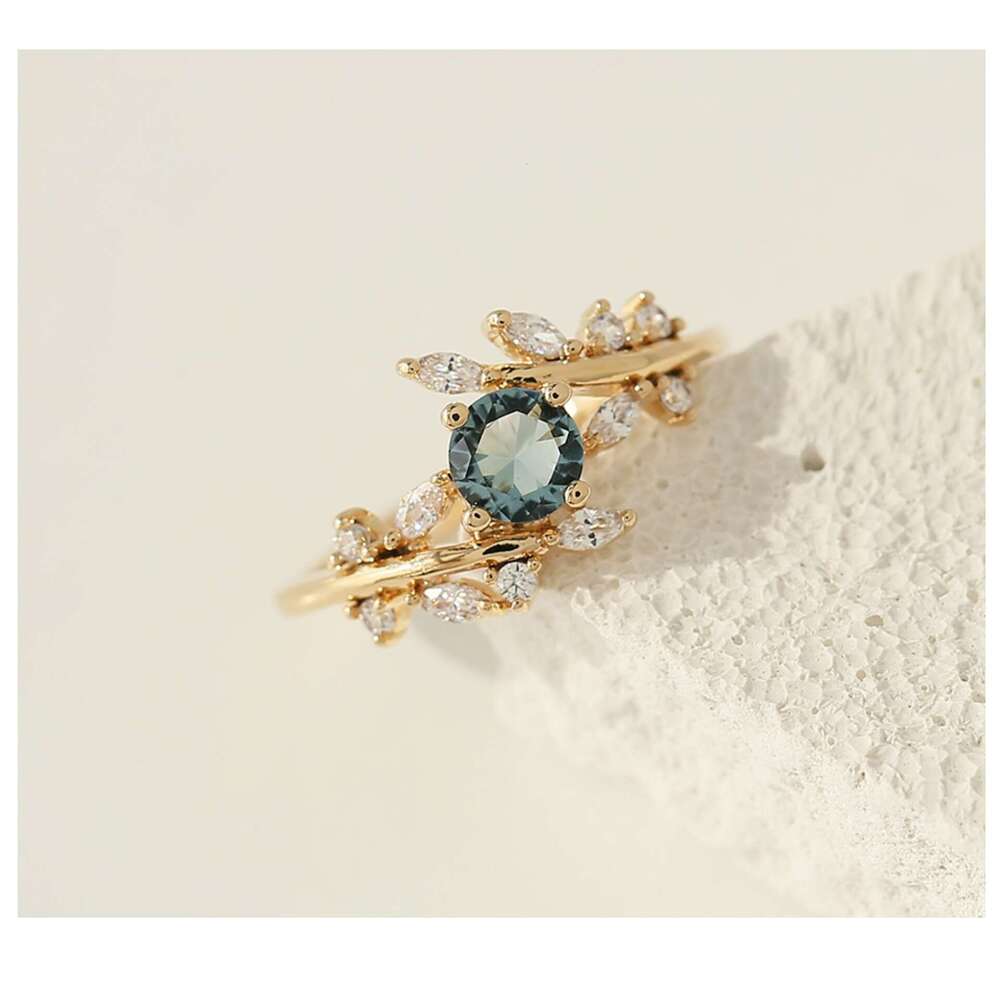 Super Beautiful High-End Sense Girl Artistic Bracelet French Style Dark Blue Imitation Crystal Vine Ring Niche Light Luxury Women's Accessories