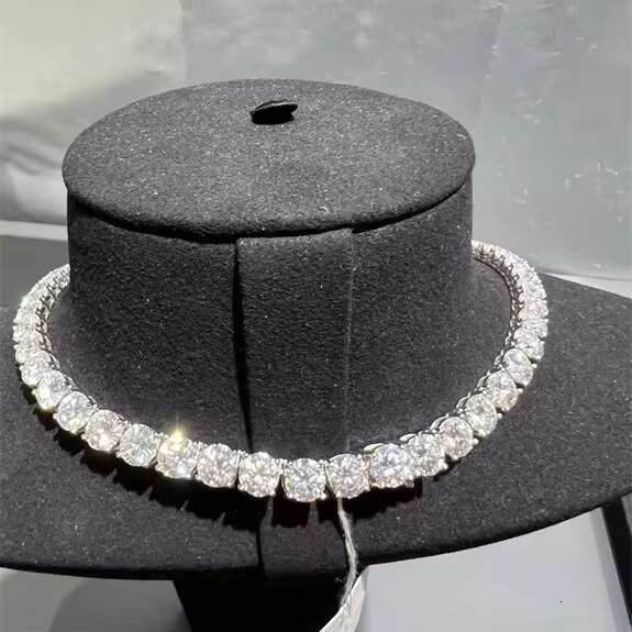 Hot Sale VVS Mossanite Jewelry Tennis Chain Silver 5mm 24 Inches Necklace Silver Plated Chain Diamond Tennis Chains