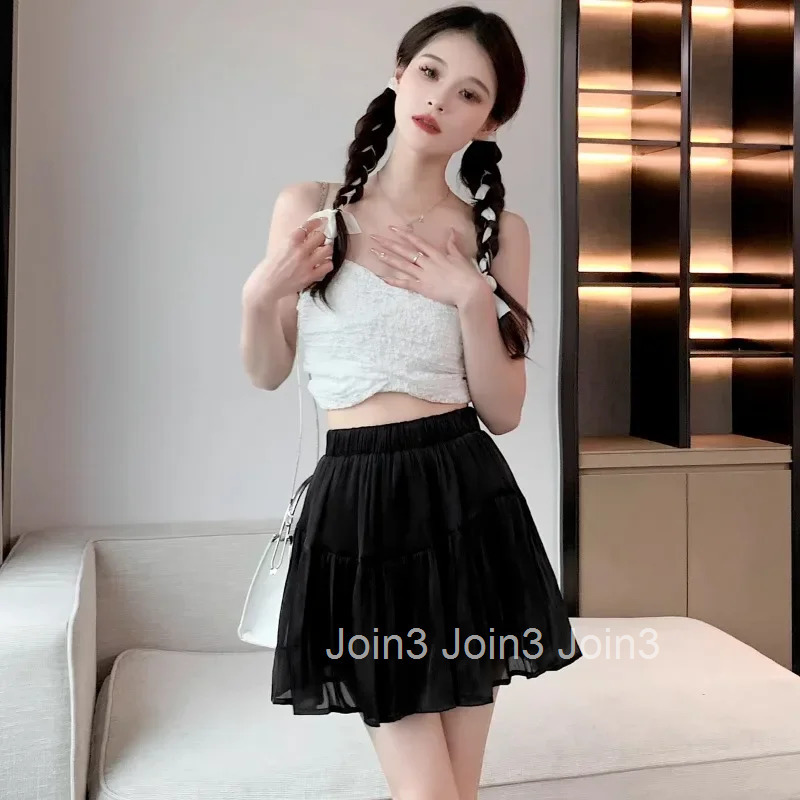 Short High Waist Mini Patchwork Ruffle Skirts for Women Premium Clothing Trend 2025 Korean Fashion New in Stylish V Woman Skirt