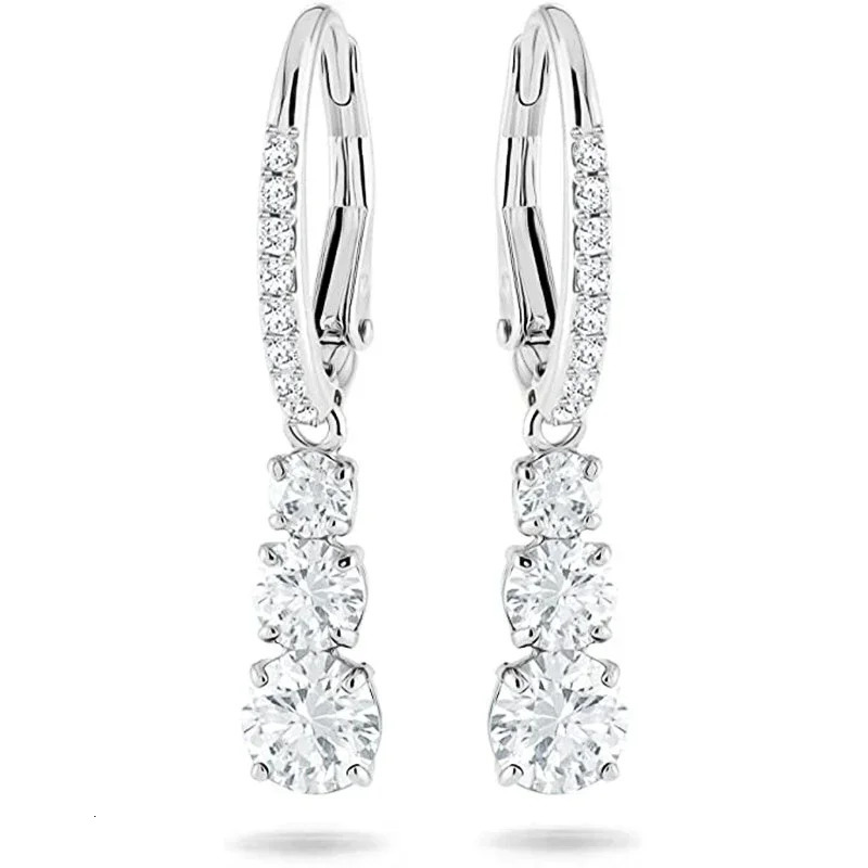 CAOSHI Shiny Round Zirconia Pendant Earrings Lady Dainty Daily Accessories Fashion Graceful Silver Color Jewelry for Engagement 250617