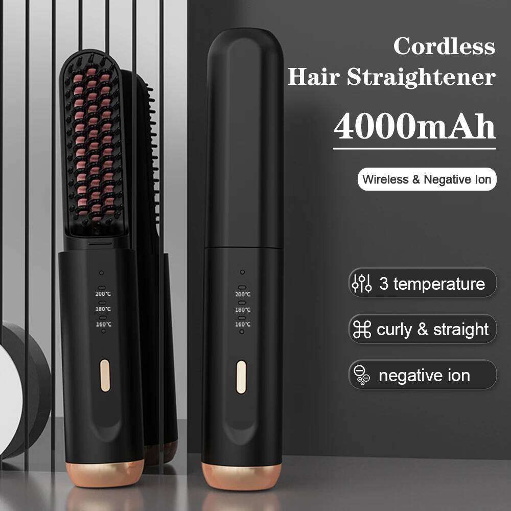 Electric Brushes Wireless Hair Brush Anti-Scalding Hot Comb Ceramic Cordless Beard Straightener for Men
