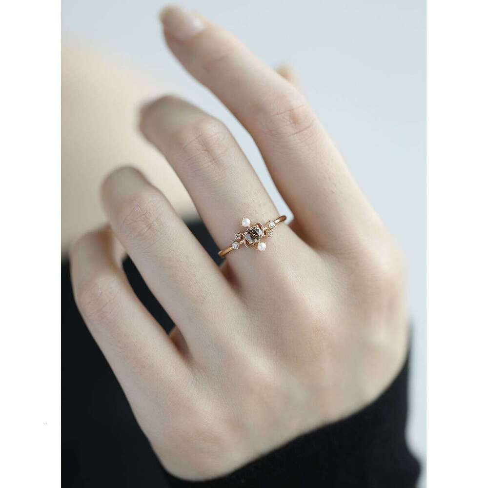 "Star Chart" Gold-Plated for Women, High-End Ins Style, Niche Design with Adjustable Natural Pearl Ring