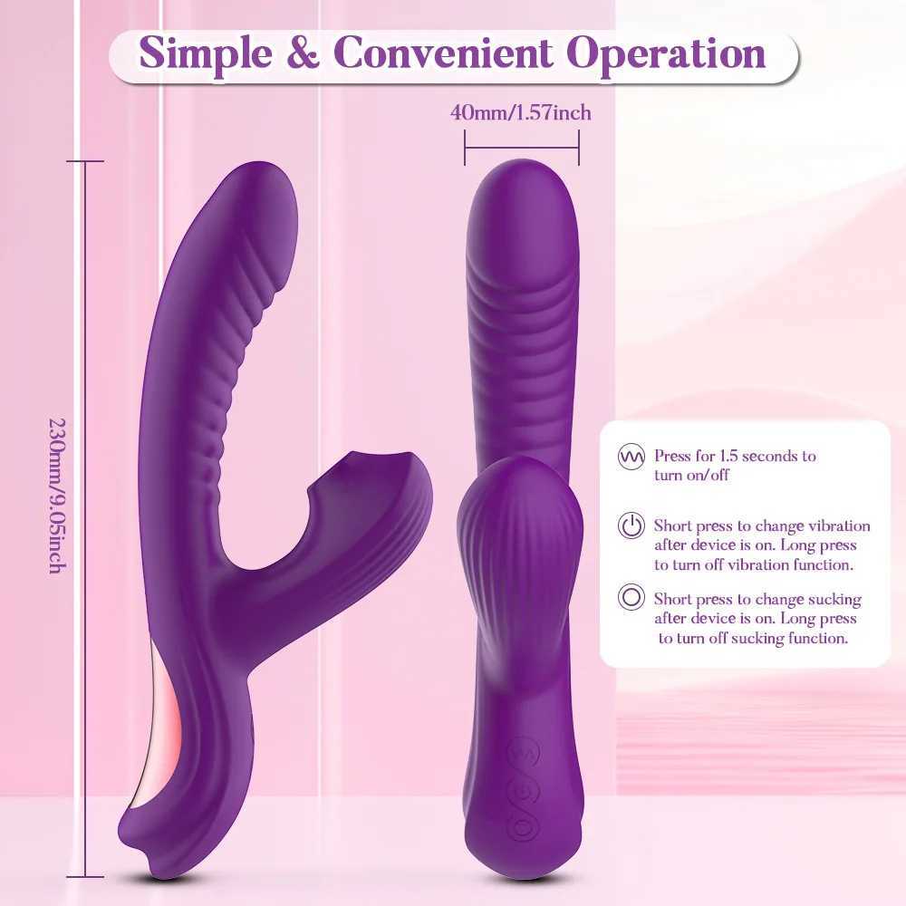 Vagina Sucking Swinging 2-in-1 Vibrator G-Spot Stimulator Dildo Vagina Massager Clitoral Suction Cup Vacuum Adult Sex Toy W250618