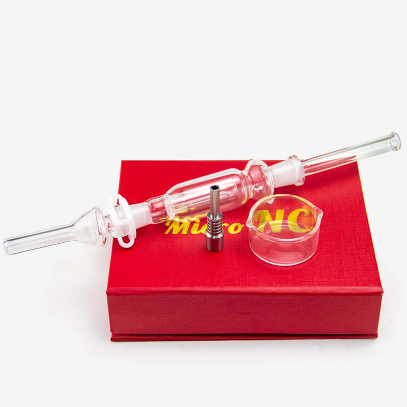 10mm Micro NC Nector Collector Kits Smoking Pipes With Stainless Steel Nail Glass Tips Ash Catcher Straw Tube