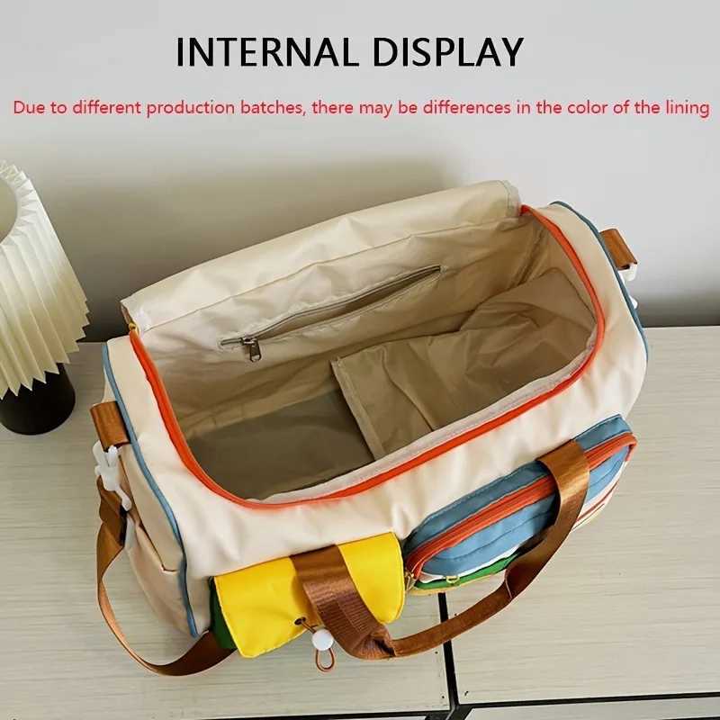 Large Capacity Oxford Fabric Gym Duffel Bag with Shoe Compartment Adjustable Shoulder Straps Multi-Pocket Travel Bag W250618