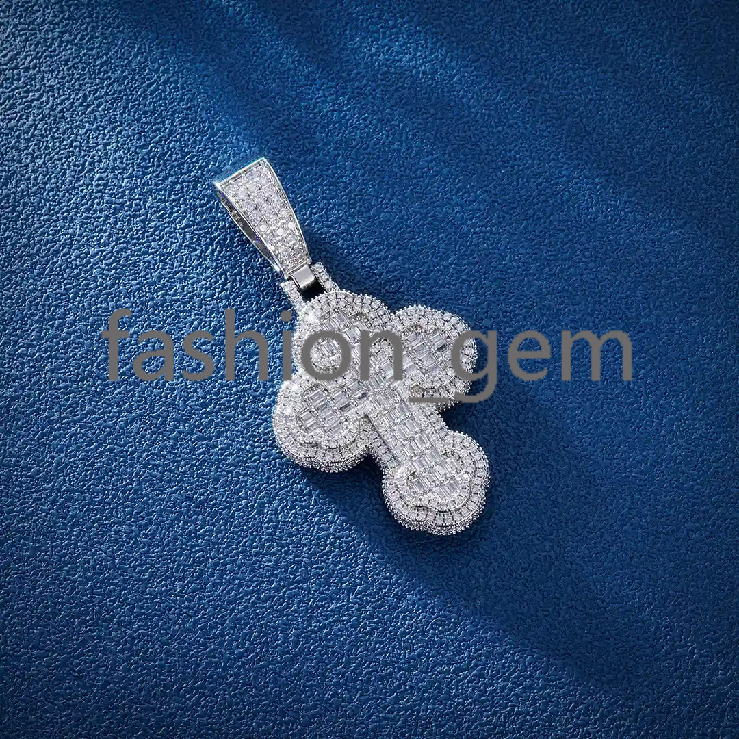 Hiphop Jewelry Moissanite Cross Pendant Baguette 925 Silver Iced Out VVS Moissanite Pendant