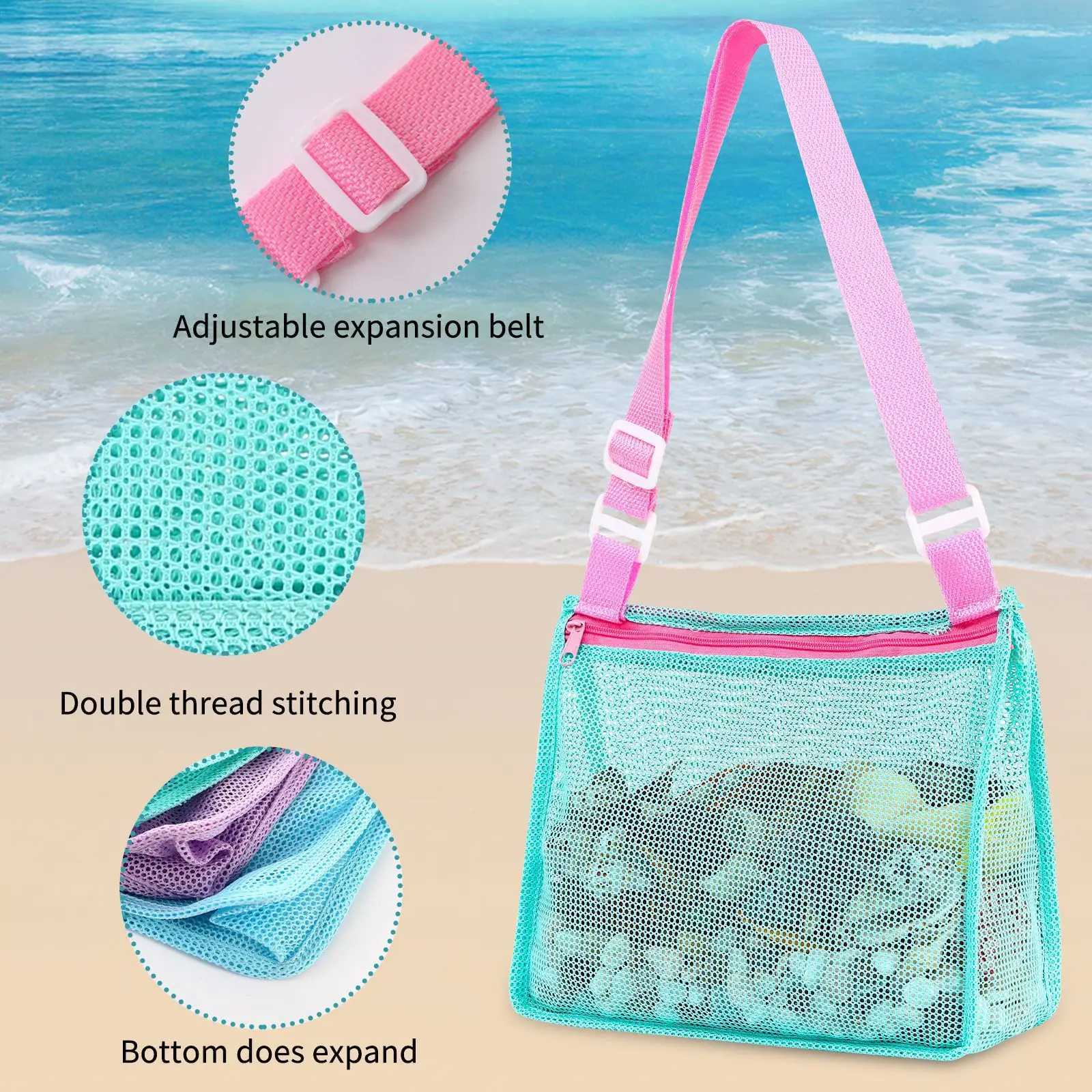 Beach Toy Mesh Bag Kids Shell Storage Bag Beach Toy Seell Bag Mesh Pool Bag Sand Toys Swimming Accessories for Boys and Girls B250618