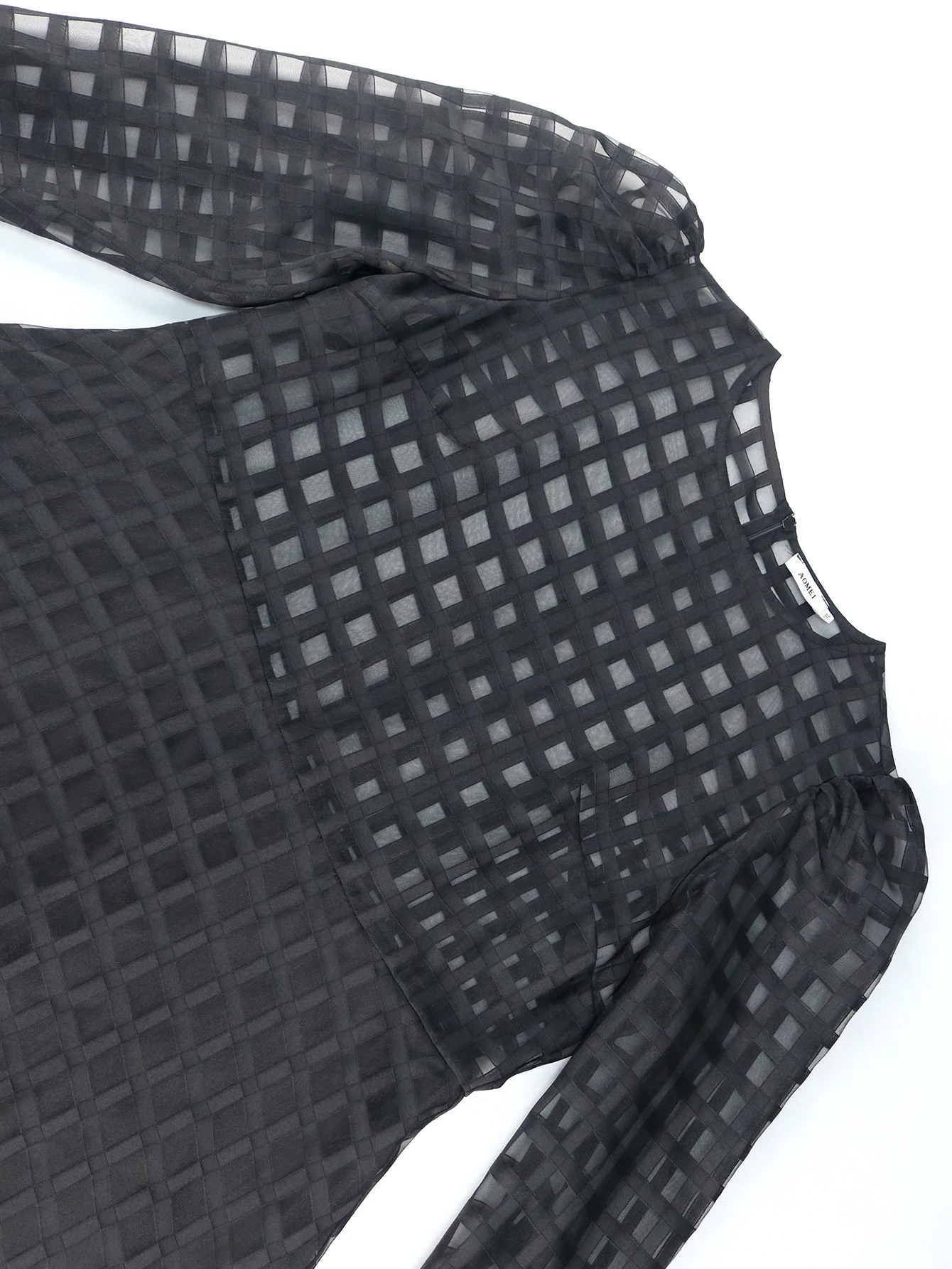 Black Sexy See Through A-line Dress Women's Plus Size Loose Casual Sashes Up Plaid Vacation Prom Party Traval