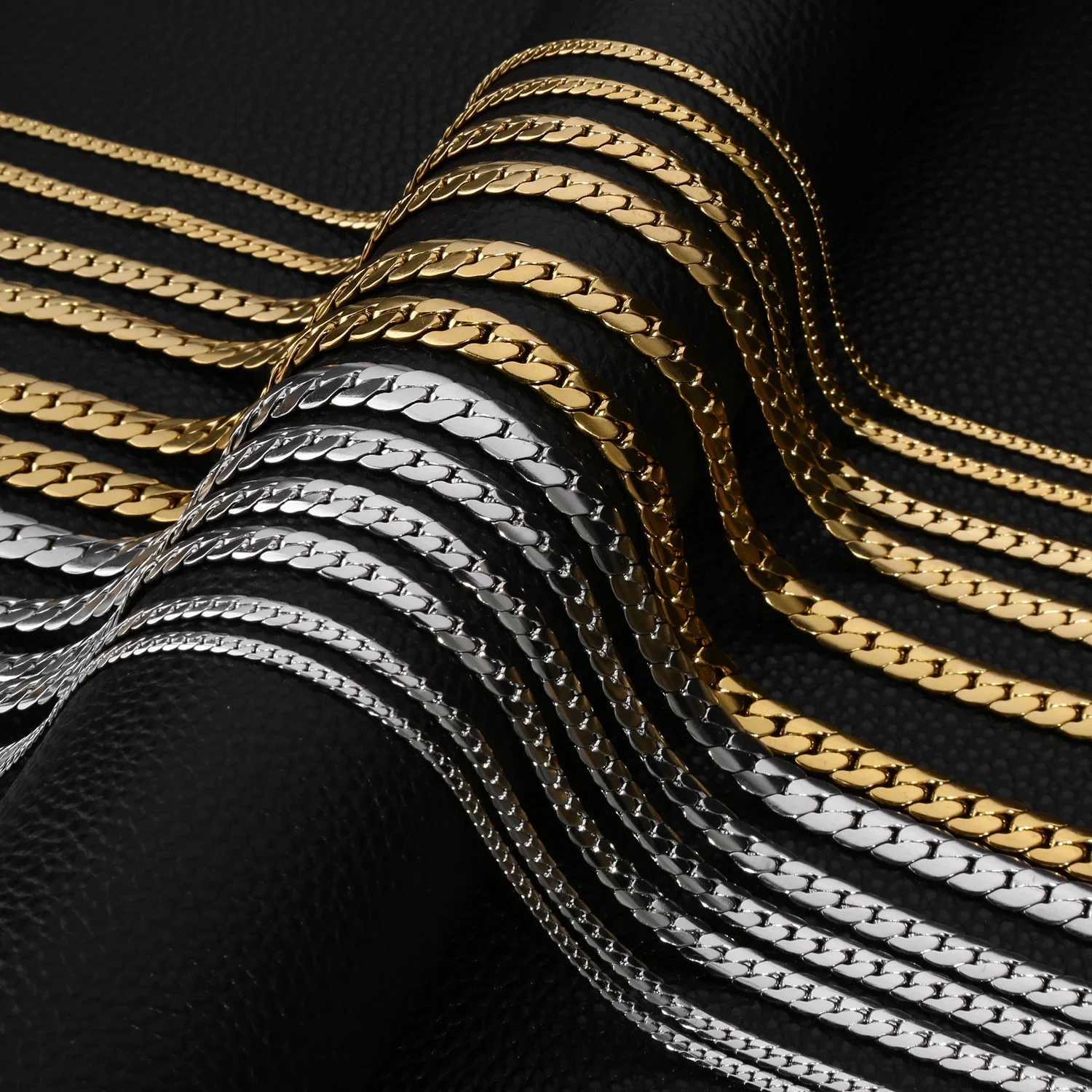 3-8MM Width Stainless Steel Chain Necklace For Men Women Gold Color High Quality Waterproof Choker Hip Hop Jewelry Gift W250618