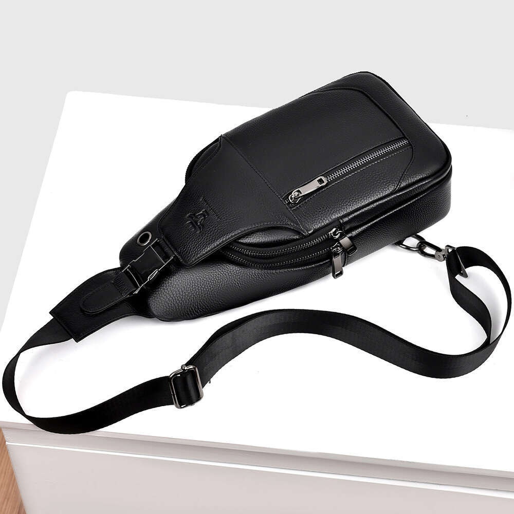 Men's Crossbody Genuine Leather Litchi Texture High-end Business Shoulder Multifunctional Chest cross bag First Layer Cowhide Small for Men mini 