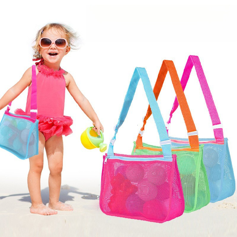 Children's Shell Collection Toy Organizer Foldable Beach Mesh Storage Bag