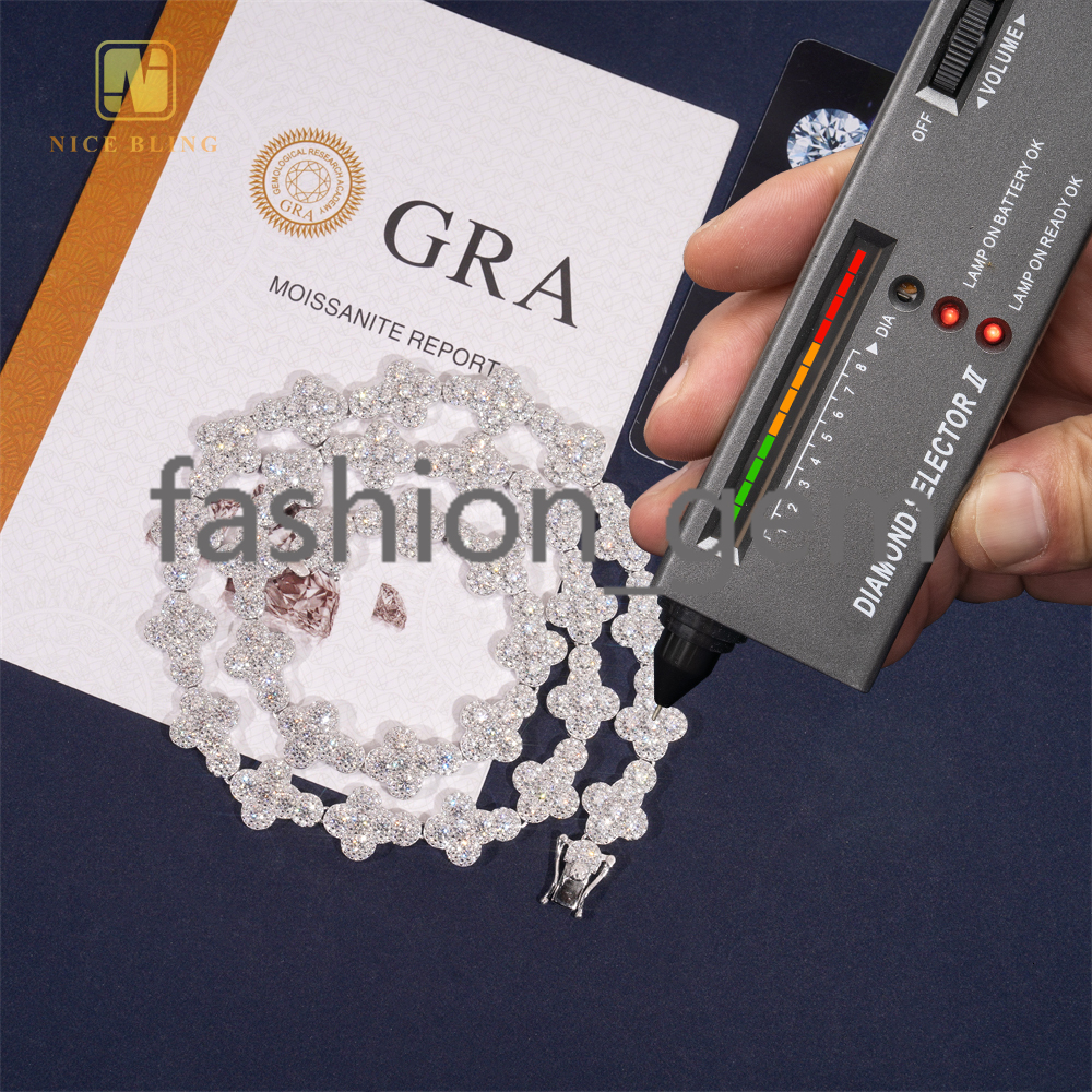 925 Silver Iced Out Moissanite Diamond Cuban Link Chain 13mm Hip Hop Jewelry Diamond Bracelet Necklace Men Women