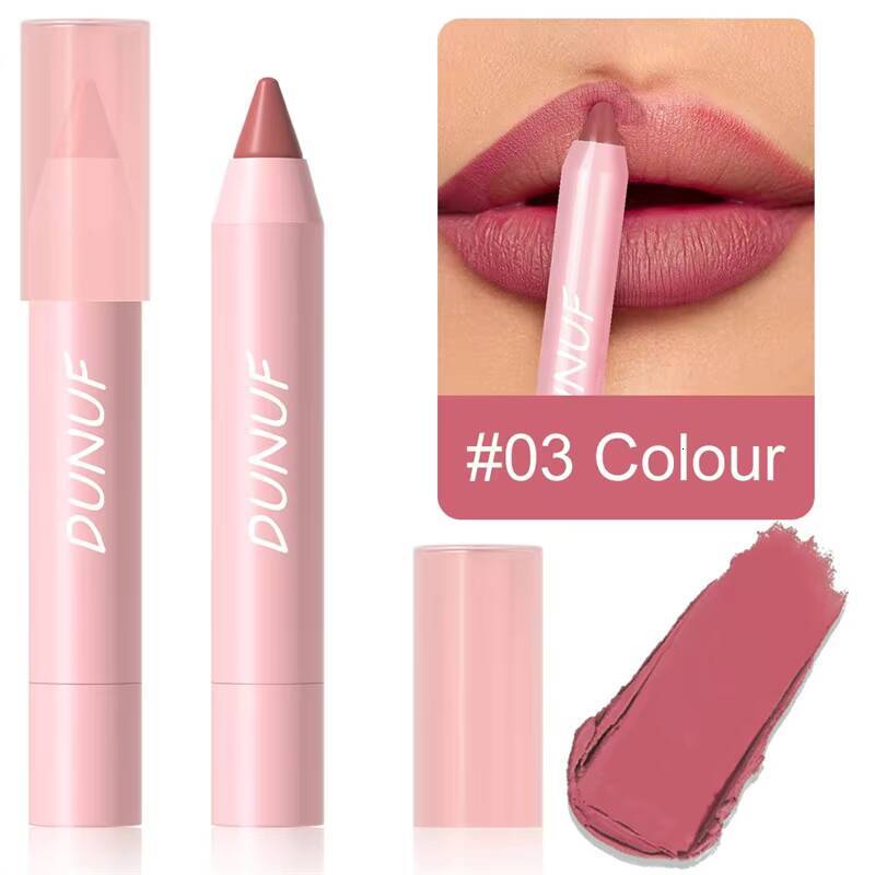 18 Colors Lipstick Pencil Matte Velvet Waterproof Long-lasting Non-stick Cup Stick Sexy Rose Red Nude Brown Lip Liner Makeup happy