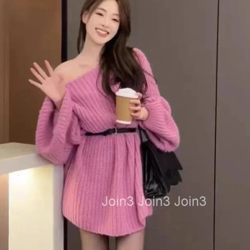 Off Shoulder Ladies Pullovers Kawaii Elegant Cute Womens Knit Sweater Korean Style Hot Sale Winter New Knitwear Warm Attractive