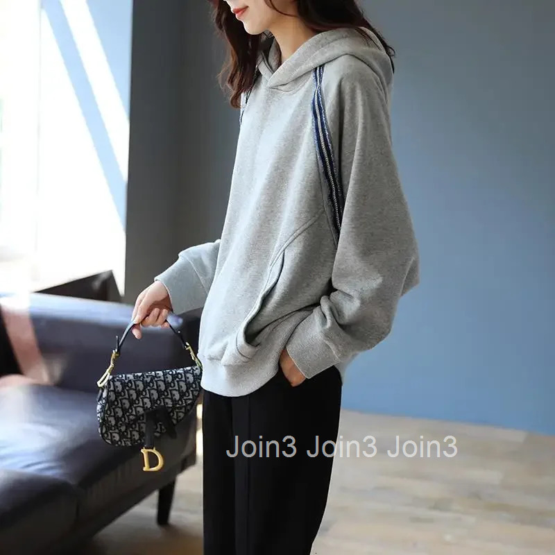Thick Woman Tops Cold Hooded Sweatshirt for Women Grey Warm Autumn and Winter Hoodies Kpop 2000s High Quality On Promotion E Emo