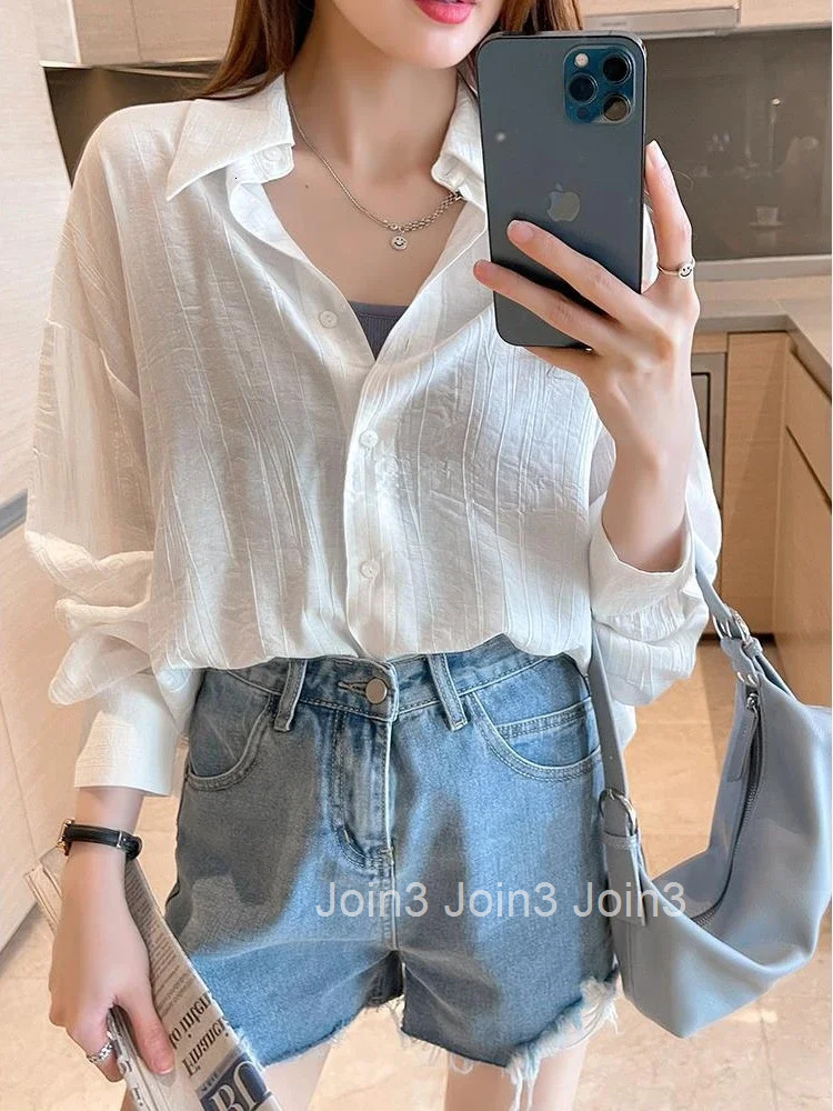 Woman Top Summer Shirts Blouses for Women Blended Full Long Sleeve Y2k Fashion Beautiful in Promotions Cute and Elegant Youth
