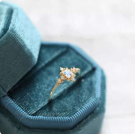 New Style Super Beautiful Luxurious Light Luxury Cut Sri Lankan Moonstone 14K Gold Plated Ring for Women Gift