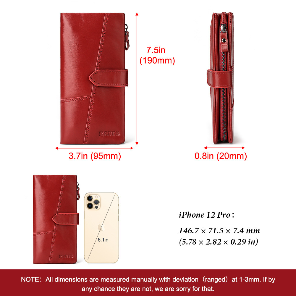 Free Luxury Bag Delivery Designer Fashion Phone Bag First Layer Cowhide Multi Card Slot Handbag Casual Coin Wallet Women's Genuine Leather Long W