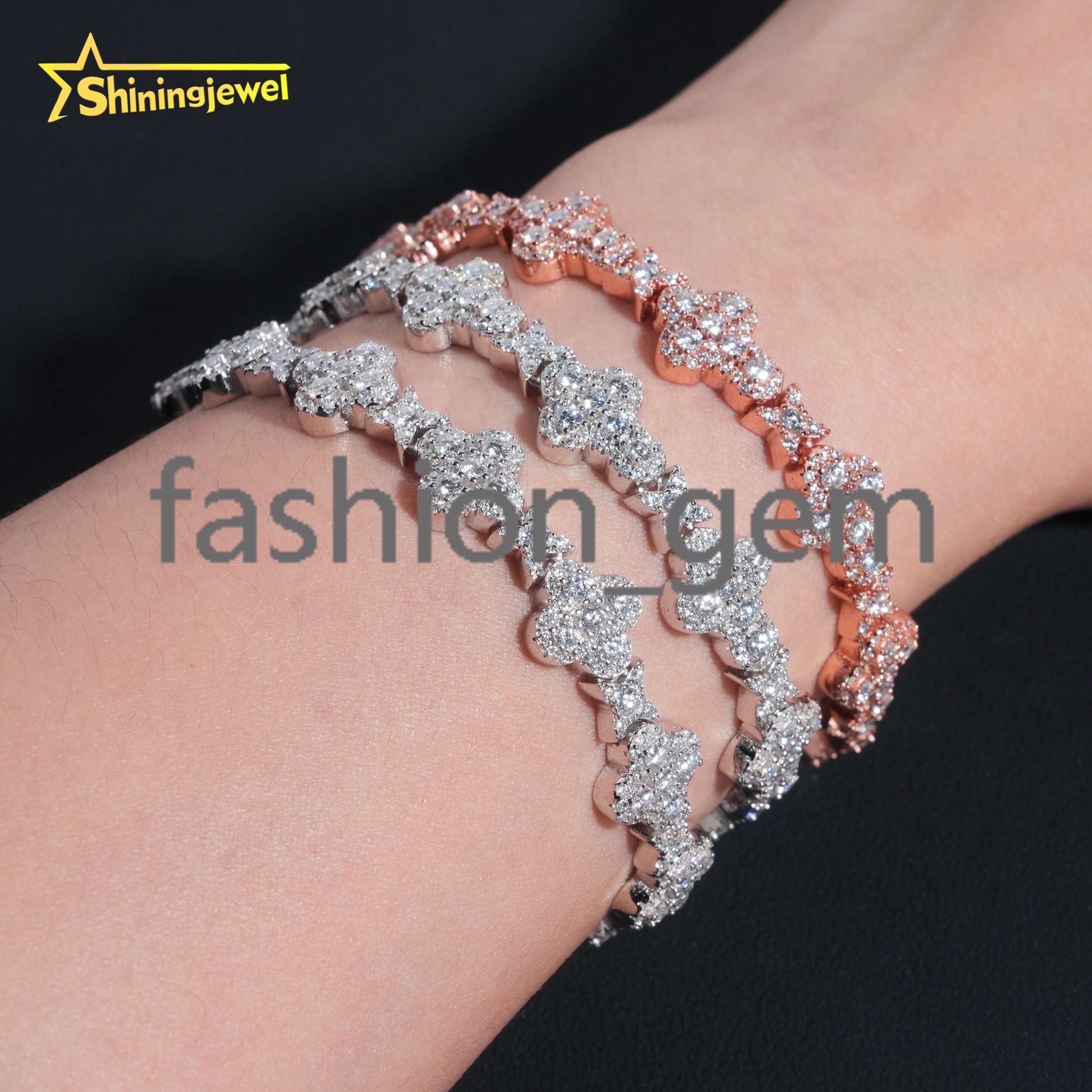 Fine Jewelry Hot Selling GRA Certificate Iced Out 10mm 925 Sterling Silver Hip Hop Cross Moissanite Bracelet